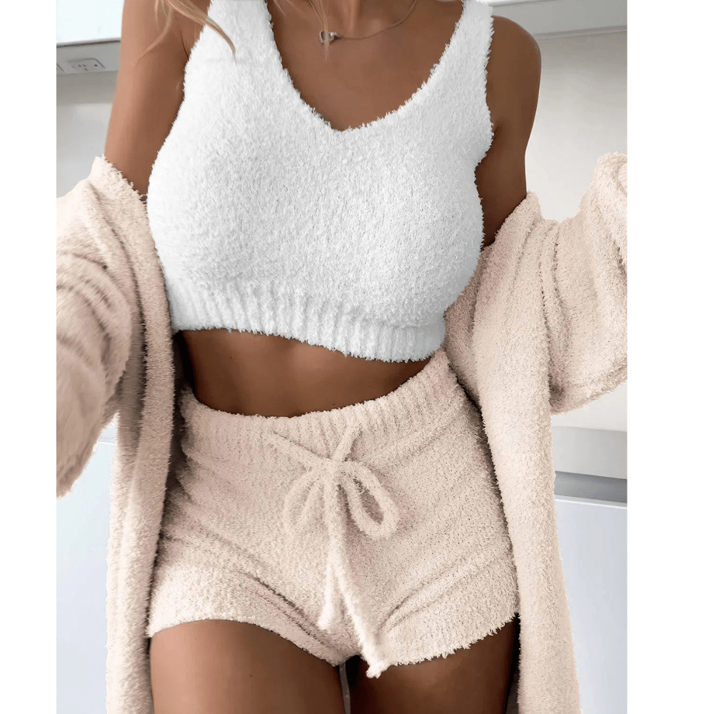 Limora™ | Ensemble Trio Sensuel (Cardigan, Brassière et Short)