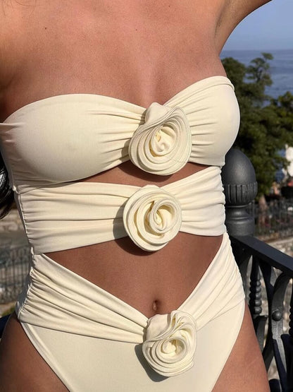 Laverne | Maillot de Bain avec Design Rose en 3D