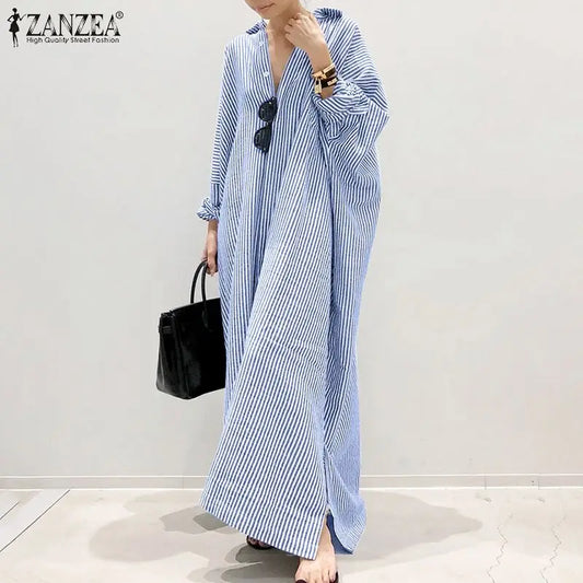 Danica | Robe Maxi Rayée à Manches Longues