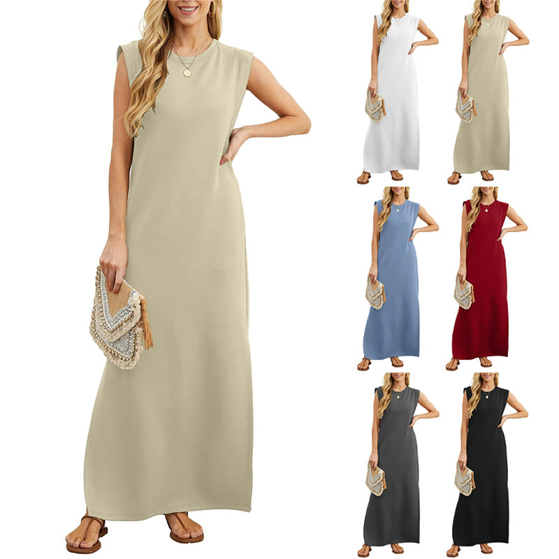 Quitterie | Robe longue sans manches à encolure en O